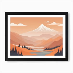 Misty mountains horizontal background in orange tone 85 Art Print