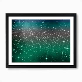 Green Aqua Shade Shining Star Background Art Print