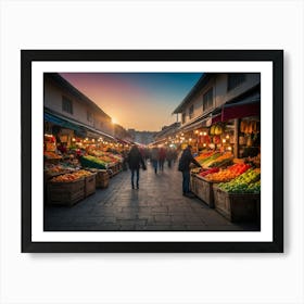 Fruit Market At Sunset Art Print