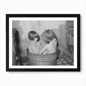 Untitled Photo, Possibly Related To Children Taking Bath In Their Home In Community Camp Art Print