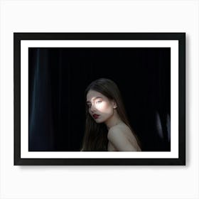 Tear Glistening On A Delicate Cheek Contrast Against A Dark Velvet Backdrop 3d Hyper Realistic D Art Print