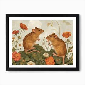Floral Animal Illustration Rat 4 Art Print