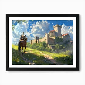 Knight Is Walking Towards A Castle Art Print