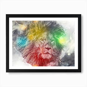 Lion Art Illustration In A Photomontage Style 04 Art Print