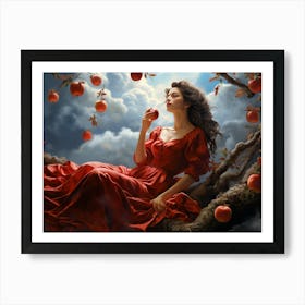 Upscaled A Woman Sitting Under An Apple Tree And Cradled By Clouds 619758de F5c5 4108 B7fe 1eb251539fed Art Print