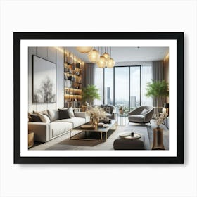 Modern Living Room AI interior design 1 Art Print
