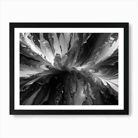 An Abstract Digital Artwork Resembling A Flowing, Swirling Pattern Created With Black, White, And Gray Paints Art Print