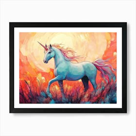 Fantasy Illustration of a Wild Unicorn Horse 2 Art Print