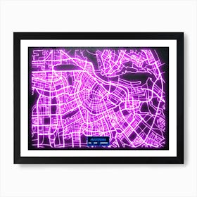 Amsterdam, Netherlands/Holland - Neon City Map Art Print