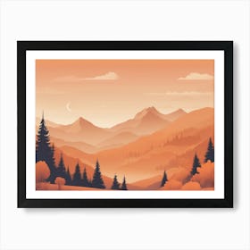 Misty mountains horizontal background in orange tone 65 Art Print