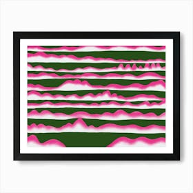 Pink And Green Stripes Art Print