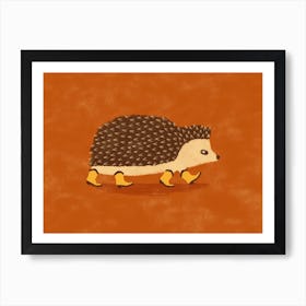 Sonny The Hedgehog Running In Cowboy Boots Art Print