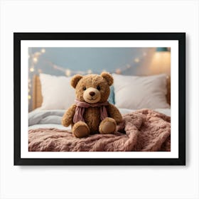 Teddy Bear On Bed 3 Art Print