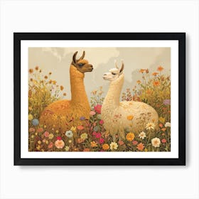 Floral Animal Illustration Llama 4 Art Print