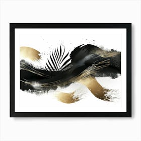 Gold And Black Abstract Painting 112 Art Print