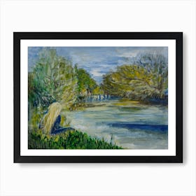 Living Room Wall Art With Girl by The River Art Print