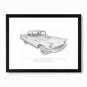 Ford Thunderbird Pencil Illustration 1 Art Print