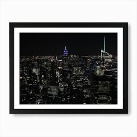 Night Light Skyscrapers Skyline New York City Nyc USA Art Print