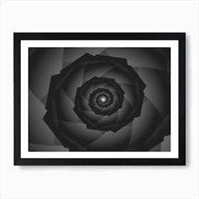 Monochrome Tech Spiral Pattern Art Print