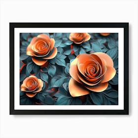 3d Roses Abstraction Painting Art Print