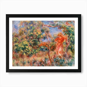 Woman In Red In A Landscape, Pierre Auguste Renoir Art Print