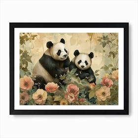 Floral Animal Illustration Panda 3 Art Print