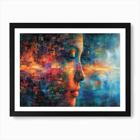 Digital Fusion: Human and Virtual Realms - A Neo-Surrealist Collection. Abstract Canvas Print Art Print