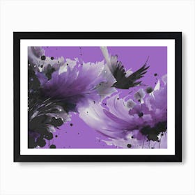 Ink Bird Flying Lilac  Art Print