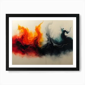 Fluid art painting, triadic colors Art Print