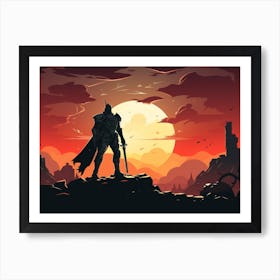 Knight In The Sunset Art Print Art Print