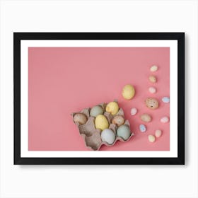 Easter Eggs On Pink Background 8 Art Print