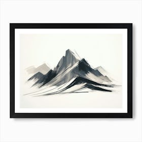 Mountains In Black And White 1 Art Print