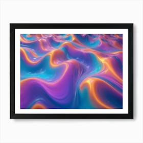 Abstract Image Of A Vibrant, Iridescent, Liquid Surface With A Flowing, Rippling Pattern Art Print