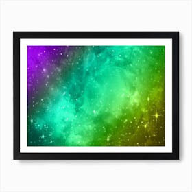 Purple Aqua Green Galaxy Space Background Art Print