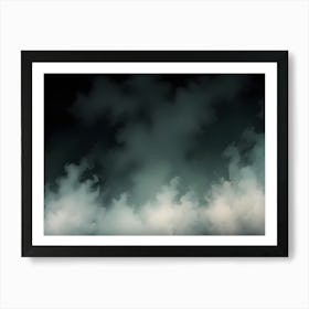 White Smoke Cloud On Dark Background 1 Art Print