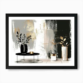 Gold And Black Abstract Painting 66 Art Print