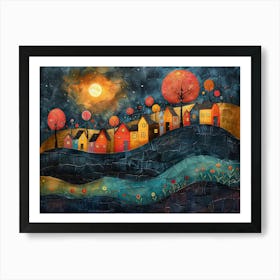 Night In The Village 3 Art Print