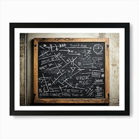 Blackboard With Abstract Graphics And Arrows Hand Drawn Lines Creating Realistic Textures Designs 2 1 Art Print