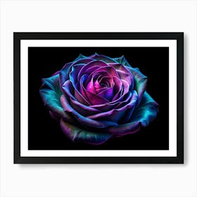 Close Up Of A Single Rose With Neon Colors Art Print