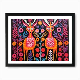 Gazelle 1 Folk Style Animal Illustration Art Print