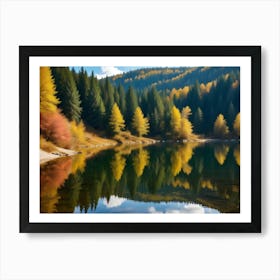 Autumn Trees By The Lake Art Print