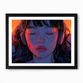 Girl Listening To Music 4 Art Print