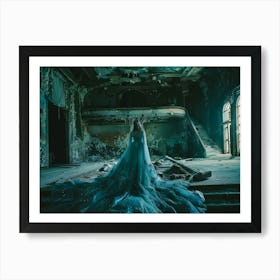 Woman In A Blue Dress Art Print