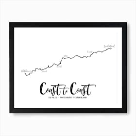 Coast To Coast Whitehaven To Sunderland | Long Distance Route Print | Cycling Print Art Print