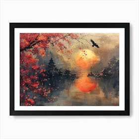 Sunset Over The Water Art Print