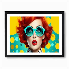 Polka Dot Girl With Sunglasses Art Print