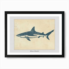 Blue Shark Grey Silhouette 6 Poster Poster