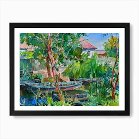 Boats By The River Art Print