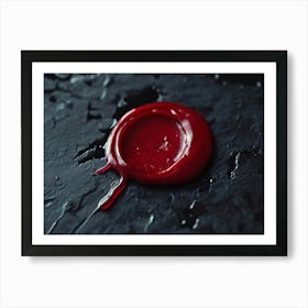 Red Wax Seal on Black Art Print