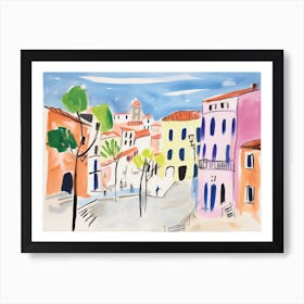 Parma Italy Cute Watercolour Illustration 1 Poster